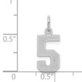 thumbnail image 2 of 925 Sterling Silver Number 5 Necklace Pendant Charm Charms, 2 of 6