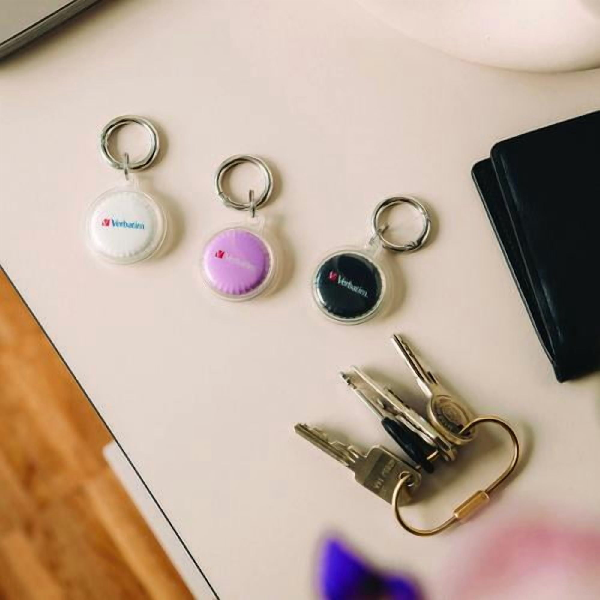 My Finder Bluetooth Coin Tracker for Apple iOS, Black/Purple/White, 3/Pack | Bundle of 5