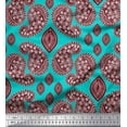 thumbnail image 1 of Soimoi Green polyester Crepe Fabric Maroon Paisley Print Fabric by Yard 52 Inch Wide, 1 of 1