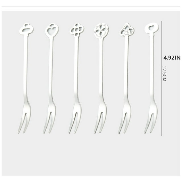 serony Fruit Fork Dessrt Salad Forks Home Kitchen Tableware Stainless Steel Birthday BBQ Party Cafes Bar Tools Flatware Silver/Crowns