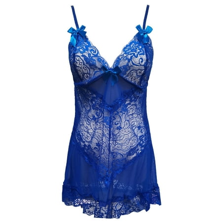 Landzoo Hot Nightie For Ladies See Through Sleepwear Women s Sexy Lace Night Dress Lingerie With Thong Cozy Sexy Nightwear