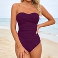 thumbnail image 2 of Ticikt Women Tummy Control 1 Piece Swimsuits Strapless Bandeau Bathing Suits Slim Fit Halter Swimwear,Color:RD2,Size:L, 2 of 4