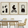thumbnail image 3 of PixonSign Framed Canvas Print Wall Art Set Minimal Dark Geometric Mid-Century Collage Abstract Shapes Illustrations Modern Art Boho Decorative for Living Room, Bedroom, Office - 24"x36"x3 NATURAL, 3 of 5