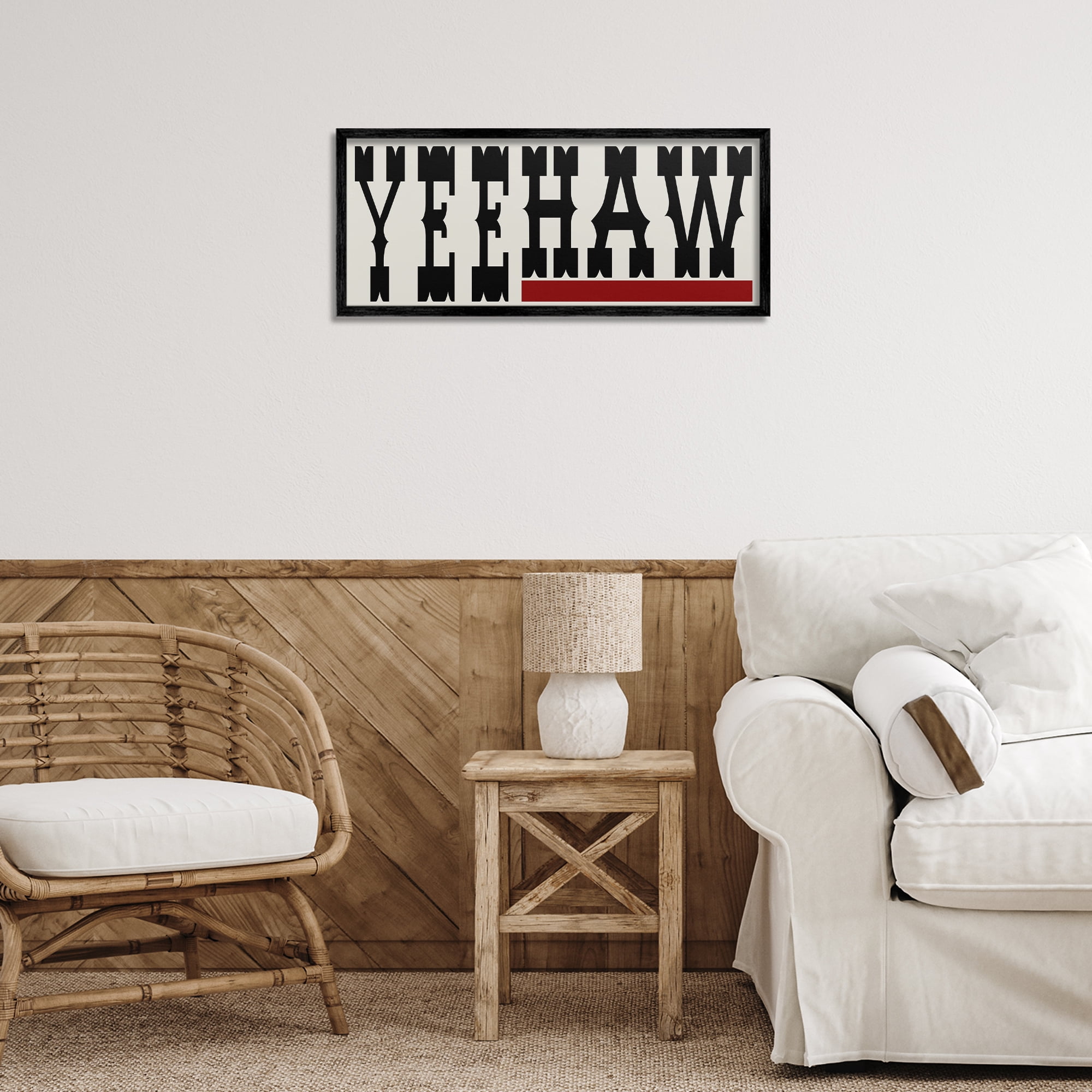 Stupell Industries Yeehaw Western Word Typography Painting Black Framed Art Print Wall Art, 24 x 10