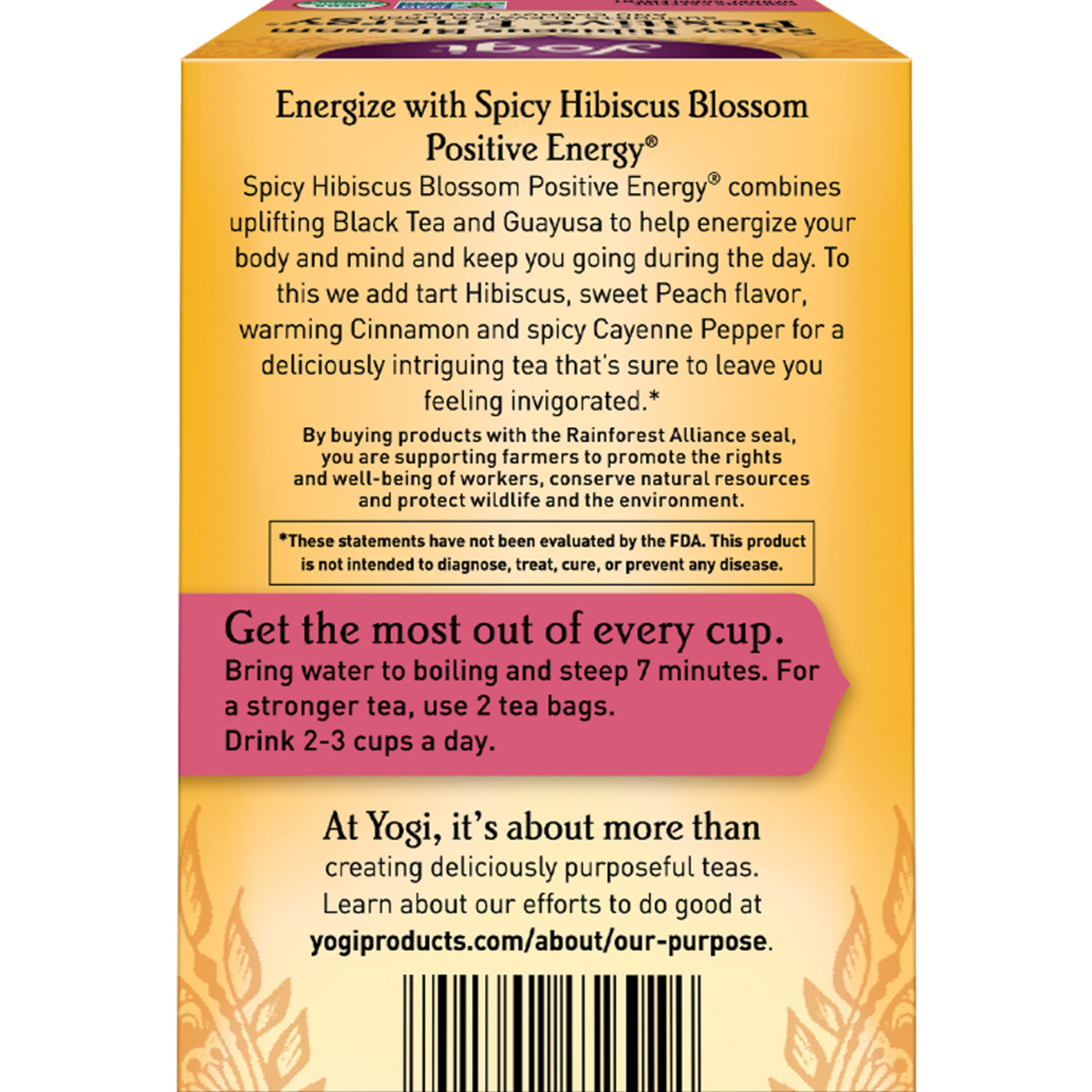 Yogi Tea - Spicy Hibiscus Blossom Positive Energy (6 pack) - Supports Elevated Mood and Energy Level - 96 Tea Bags