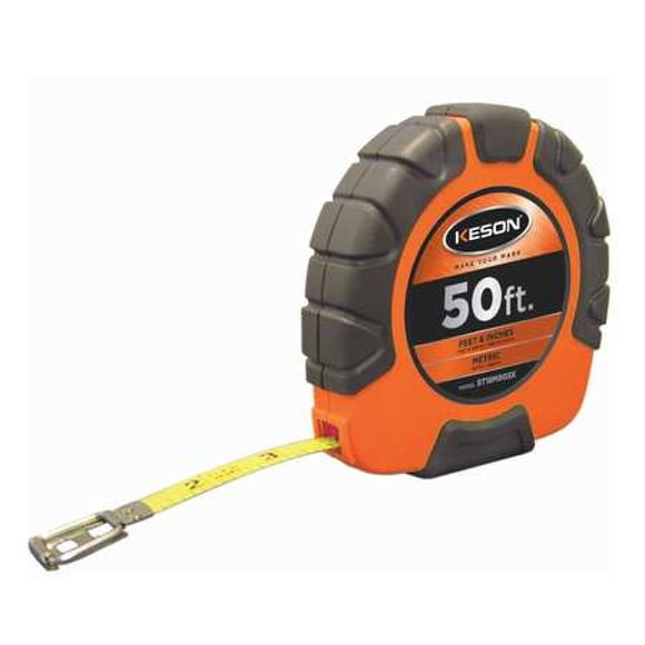 Keson ST18M503X Closed-ABS Housing Steel Tape Measures, Speed Rewind (Graduations: ft., in., 1/8 & cm, mm), 50-Foot / 15M