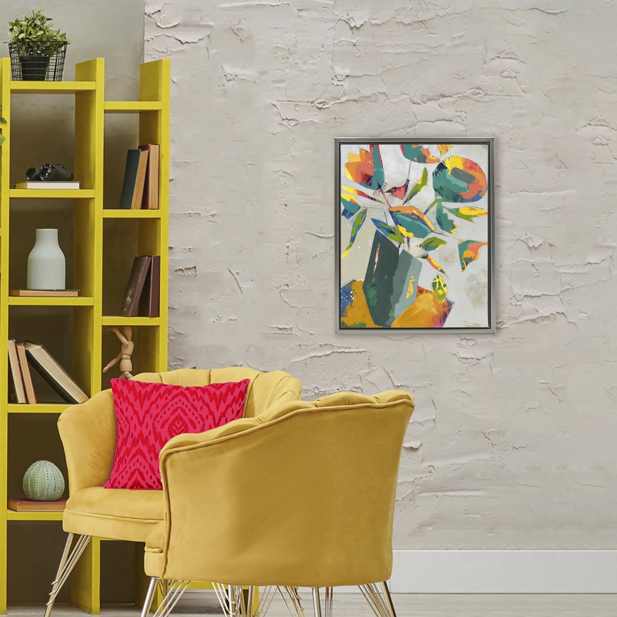 Mischief & Merrymaking Abstraction Gray Framed Floater Canvas Wall Art, design by Dianna Fritzler