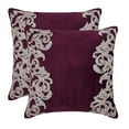 thumbnail image 2 of Pillow Covers, Decorative Tyrian Purple Euro Pillow Shams 26x26 inch (65x65 cm), Velvet Euro Size Pillow Shams, Bordered, Floral, Beaded, Art Deco, Contemporary Euro - Art Nouveau, 2 of 3