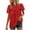 Red, variant on Womens V Neck T-Shirt Summer Short Sleeve Dressy Pleated Casual Button Tops Eyelet Fashion Tees Red S