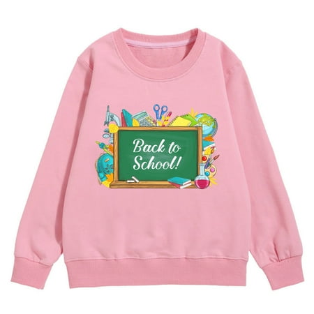 

Girls Sweatshirts & Hoodies Back To School Season Girls Sweatshirt Winter Fashion Long Sleeve Warm Comfortable Tops Cartoon Patterns Pink 7 Years-8 Years
