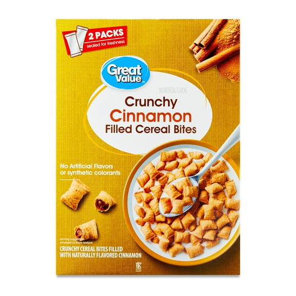 Great Value Crunchy Cinnamon Filled Cereal Bites, 18 oz