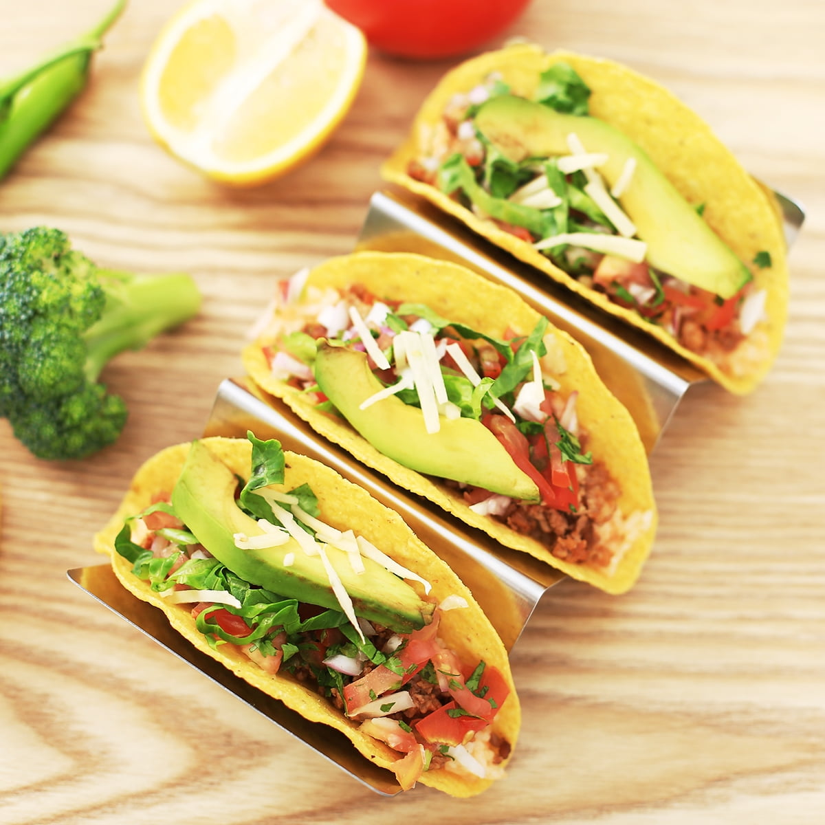 Street Taco Holders 6 Pack Fish Taco Stands For Soft Shell And Hard Shell Taco Stainless Steel Oven Taco Holders Walmart Com Walmart Com