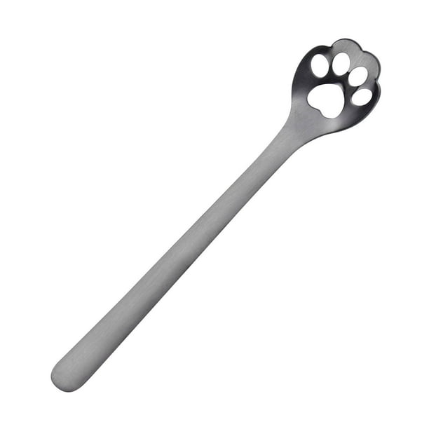 Pisexur Batería de cocina Bonita cuchara de café de acero inoxidable 304, cuchara para revolver té, cuchara para taza, cuchara con forma de garra de perro, taza ahuec para la cocina del hogar