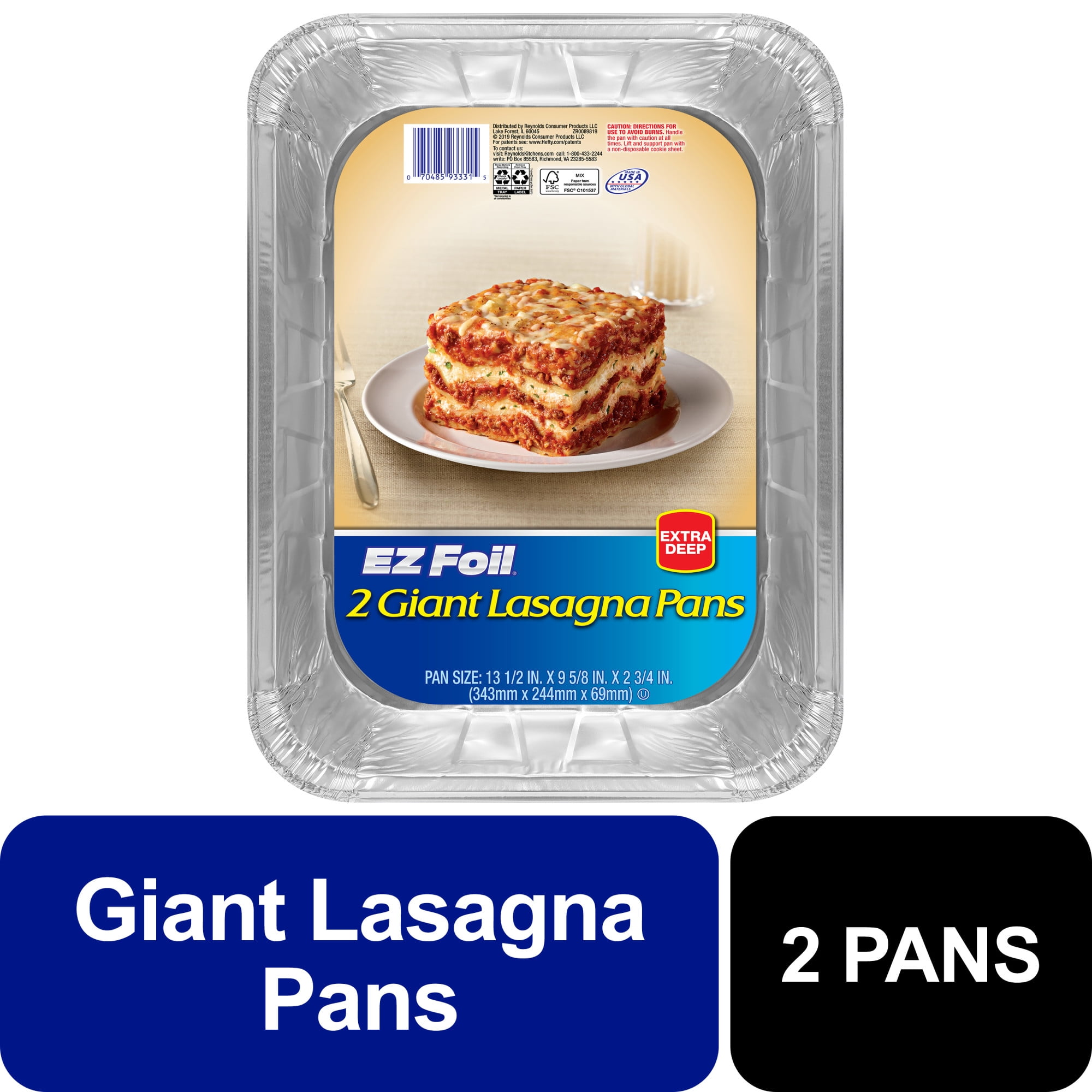 EZ Foil Giant Disposable Lasagna Pan, 13 x 9 Inch, 2 Count