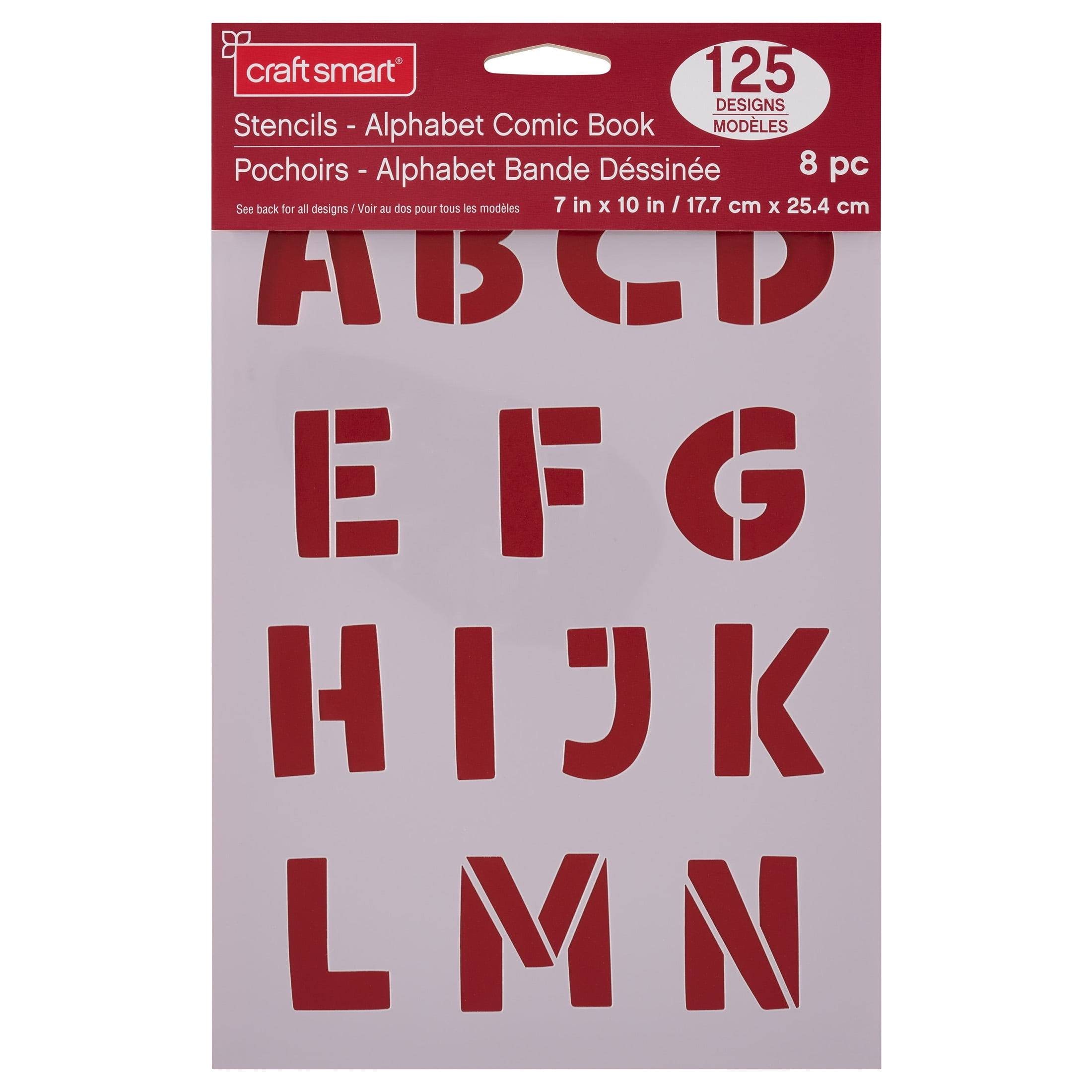Craft Smart 1.5" Comic Book Alphabet Stencils - Reusable Plastic Stencil Sheets with 125 Bold Designs per Pack, Ideal for DIY Crafts & Decor, 6 Pack