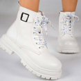 thumbnail image 2 of WAVSUF Women's Platform Moto Boots Closed Toe Wide Width Arch Support Fall Daily Office Boots White 6.5, 2 of 7