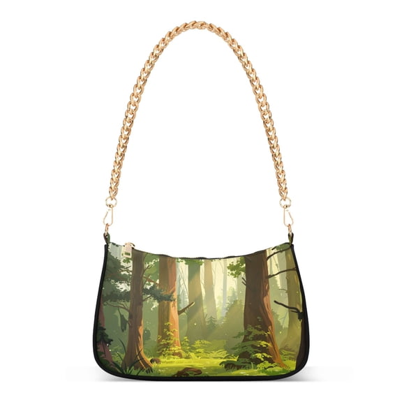 Ryvnso Trees Forest Womens Chain Shoulder Bag Tote Handbags Clutch Hobo Purse with Zipper for Travel
