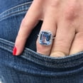 thumbnail image 2 of Trendy Natural Square Aquamarine 925 Sterling Silver Diamond Rings Women Gemstone Ring for Jewelry Blue Sapphire Ring Jewelry, 2 of 3