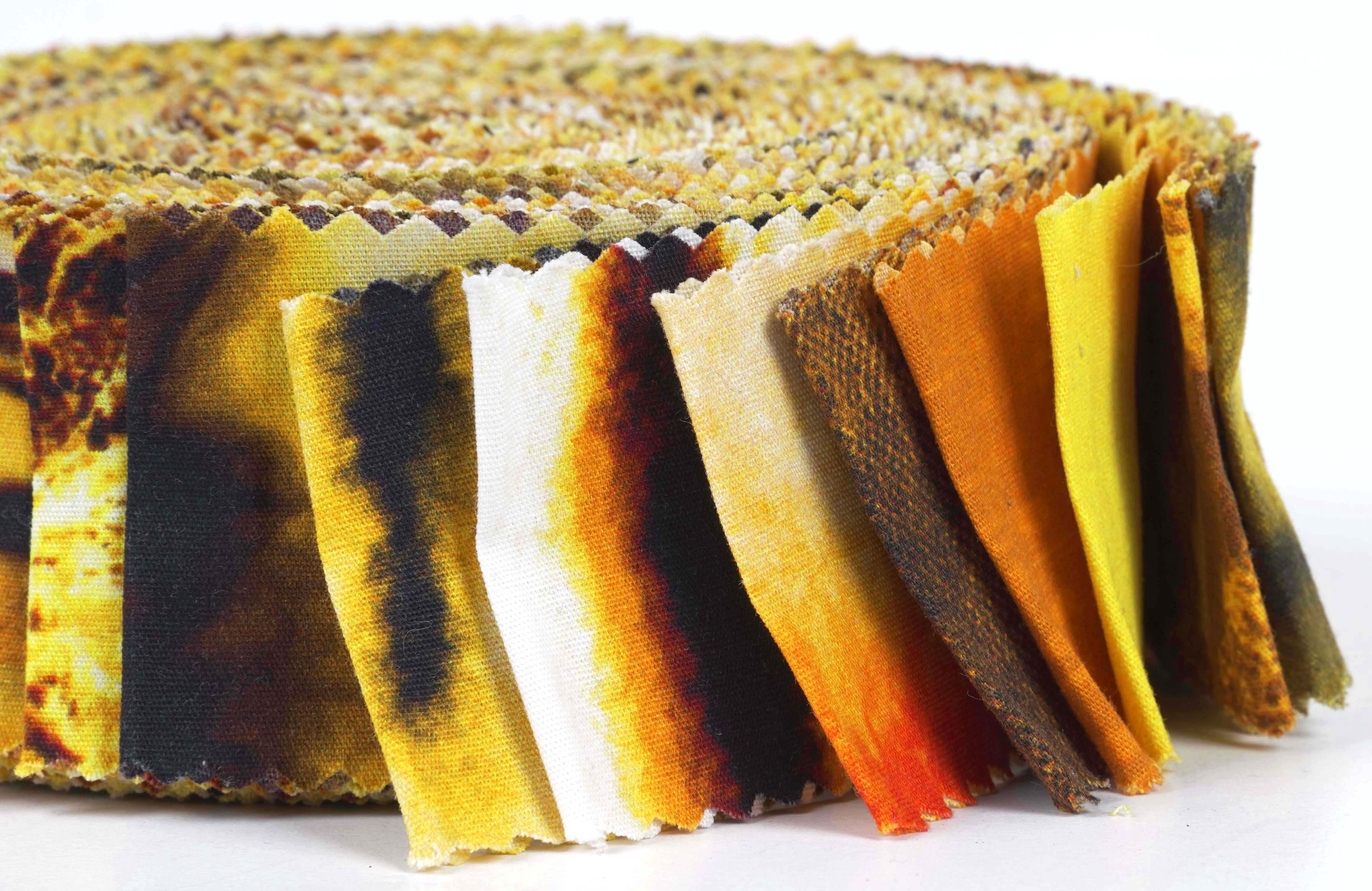 Soimoi 40Pcs Tie Dye Print Precut Fabrics Strips Roll Up 1.5x42inches Cotton Jelly Rolls For Quilting - Yellow