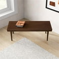 thumbnail image 2 of Allora Mid-Century Solid Teak Wood Rectangular Bench in Walnut, 2 of 6