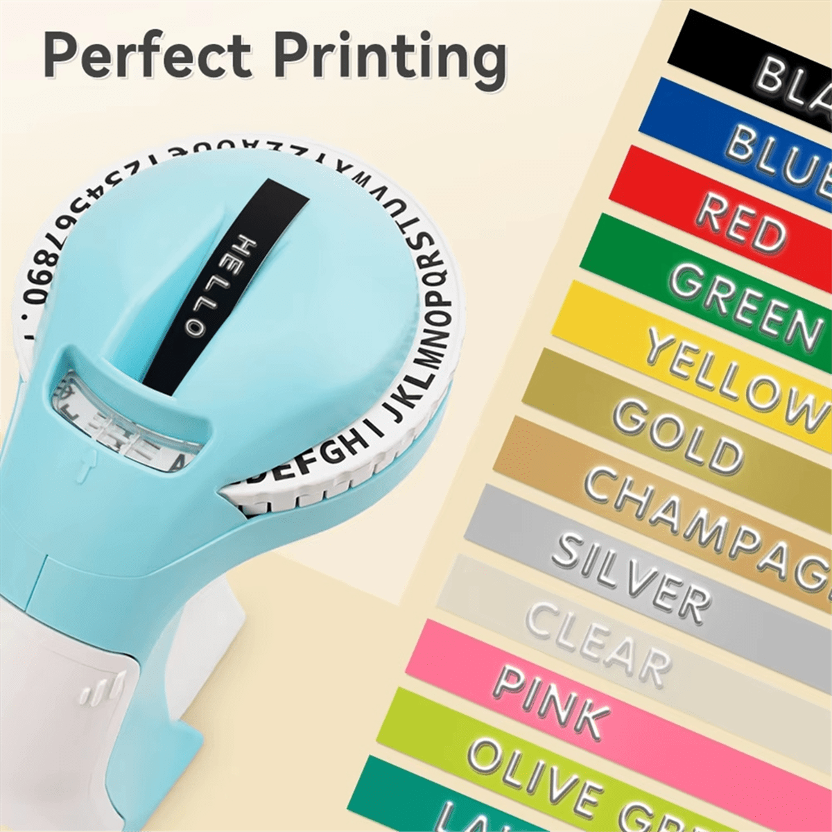 B90 Label Printer 3D Embossing Portable Manual Label Maker Labeling Machine 9mm,1 * Label Printer,Blue