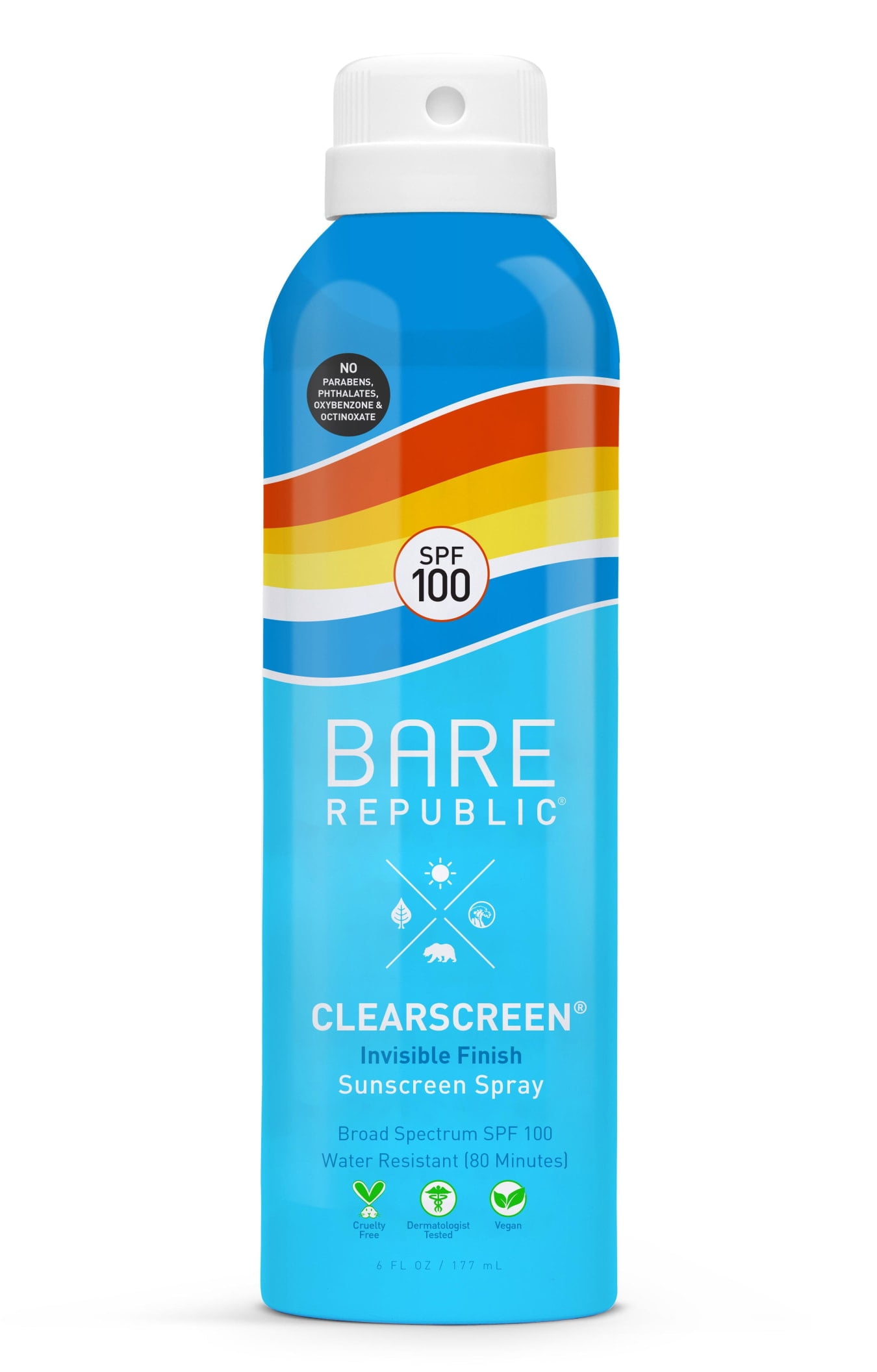 Bare Republic Clearscreen Body Spray SPF 100 Sunscreen, Coco Mango, 6 oz