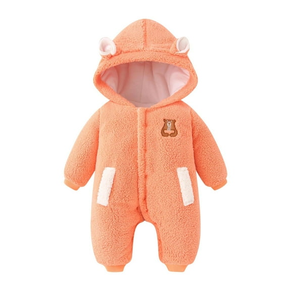 SKIYLEVZ Baby Unisex Bodysuits Toddler Baby Clothes Plush Long Sleeve Polar Fleece Hooded Jumpsuit Infant Winter Outfit Soft Warm Clothes Cute Romper Newborn Infant Jumpsuit