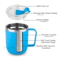 thumbnail image 3 of Vaccum Insulated Stainless Steel Coffee Mug With Handle - Blue, 350ml | Premium Clear Cap Mug With Lid Flip Top - Leakproof Travel Coffee Mugs, Tea Cup | Easy To Clean, Freezer Safe, Non-slip, 3 of 5