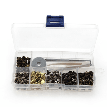 Aweing Rivets Leather Snaps, Sewing Rivets, Double Capped Tubular Metal Studs (Set of ...