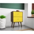 thumbnail image 2 of JERFIT Rustic Brown and Yellow Nightstand, 2-Drawer Bedside Table with Metal Handles, Farmhouse Bedroom Dresser, 2 of 8