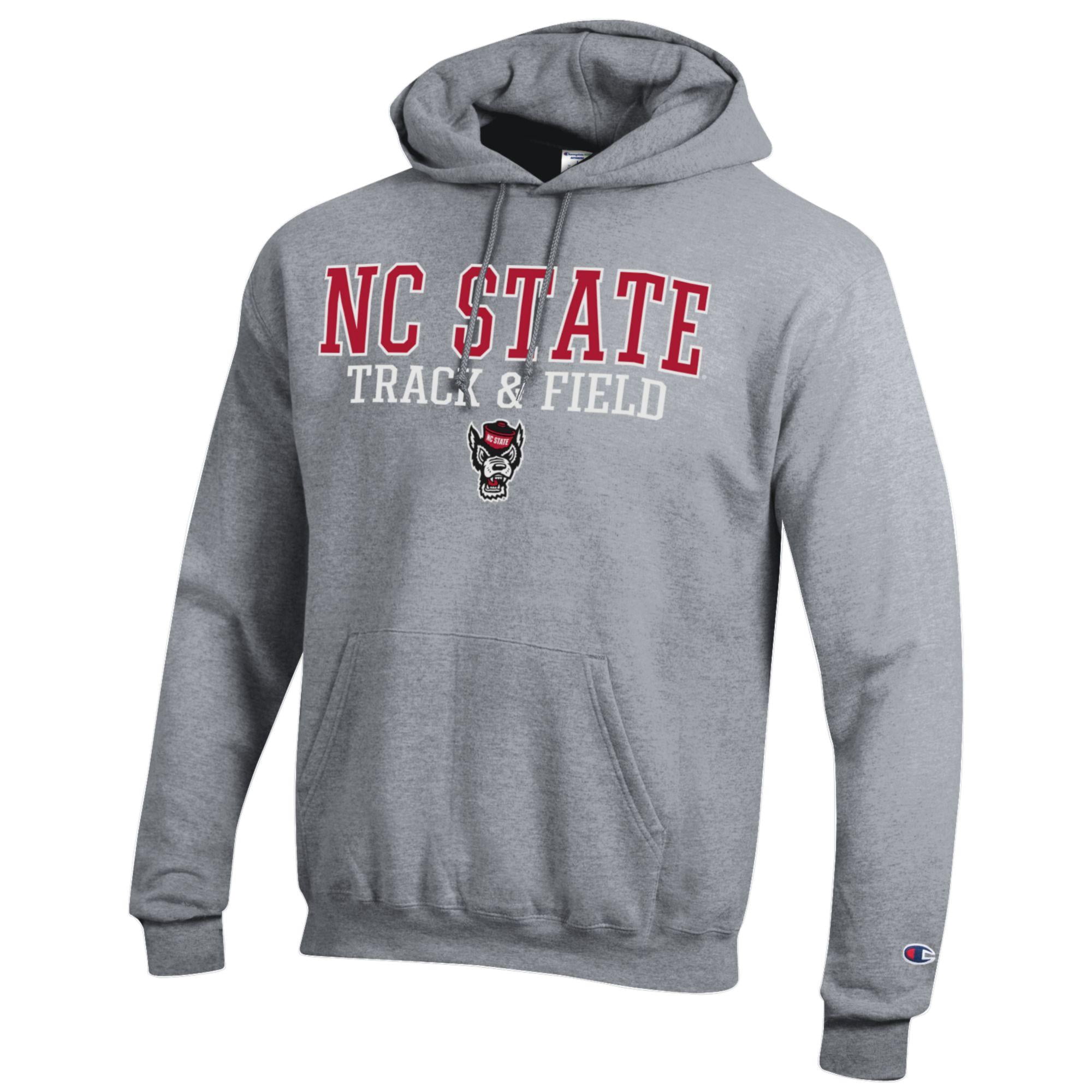 Men's Champion  Gray NC State Wolfpack Track & Field Stack Powerblend Pullover Hoodie