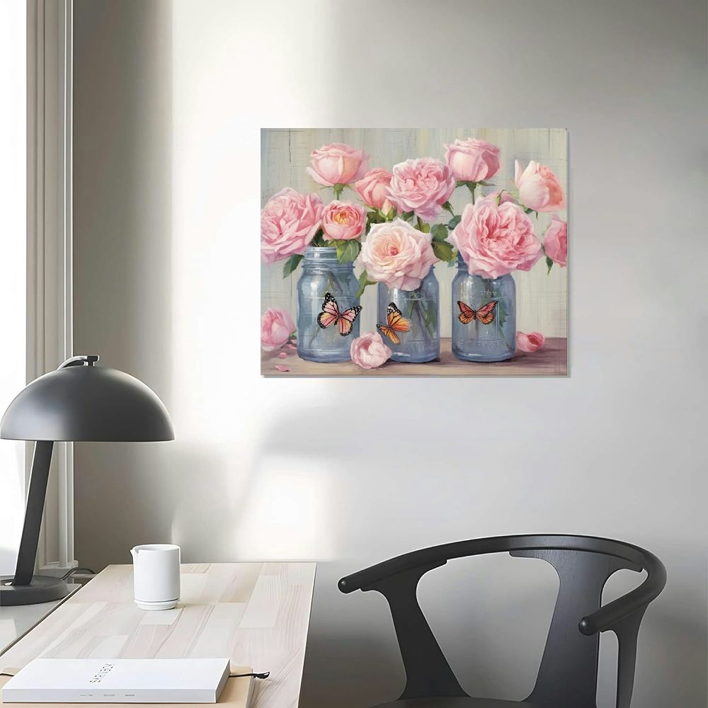 VYXLXLXY専用ページ JRXY Farmhouse Rose Wall Art Pink Peony Flower Wall Decor Rustic