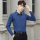 thumbnail image 4 of Camisas de hombre lisas para oficina azul formal camisa de vestir para hombre social xxl moda normal 2024 elegante estilo coreano marca barata hombre, 4 of 5