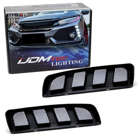 Bumper Vertical Air Vent Insert Fit Switchback LED Daytime Running Light Kit For 2017-2021 Honda Civic Type-R FK8, White LED DRL & Amber LED Sequential Turn Signal Feature