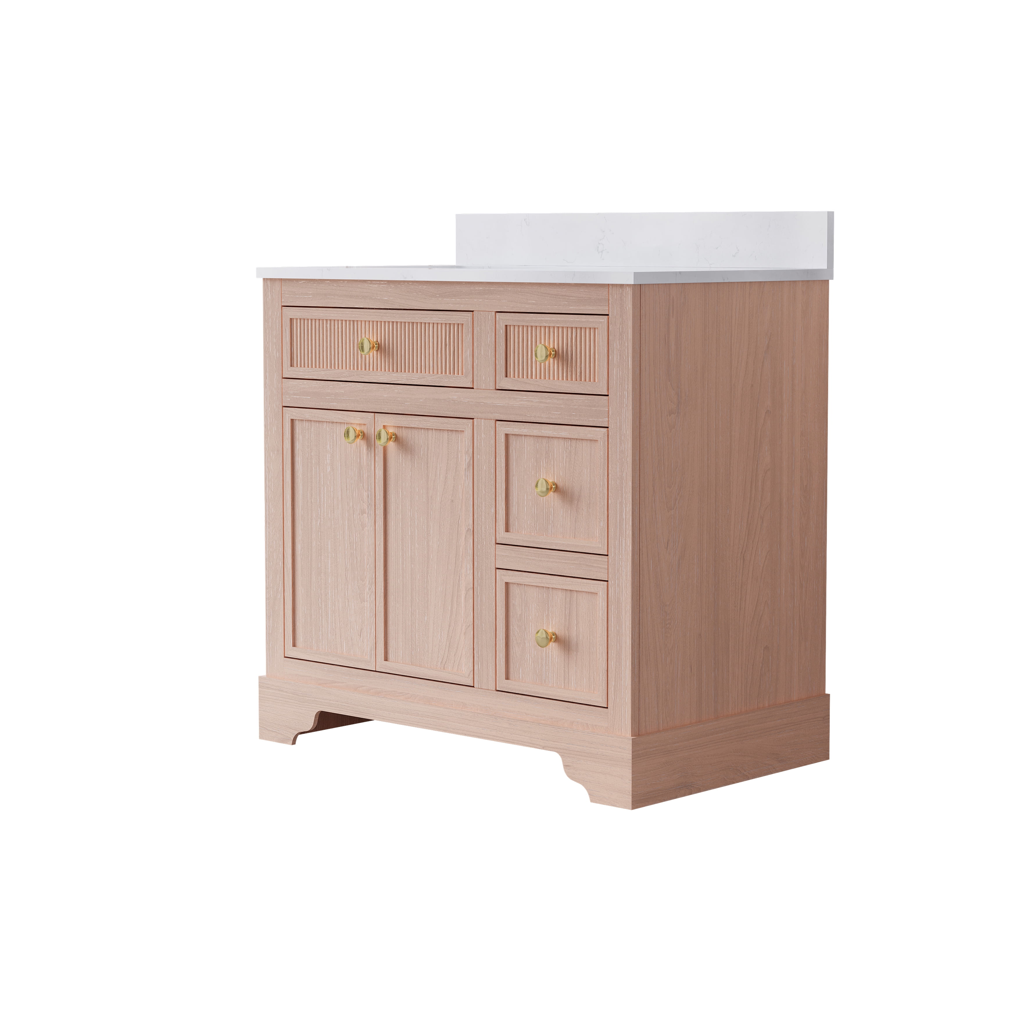 ANGELES HOME 36" Bathroom Vanity with Single Sink Combo, Modern Undermount Bathroom Sink Cabinet with 3 Drawers and a Tip-Out Drawer, Freestanding Bathroom Vanities, Soft Closing, Solid Wood