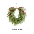 thumbnail image 3 of 19.6-Inch Real Touch Christmas Wreath, Norfolk Pine Artificial Wreath with Red Berries & Jute Bow for Front Door, Indoor & Outdoor Holiday Decor, 3 of 6