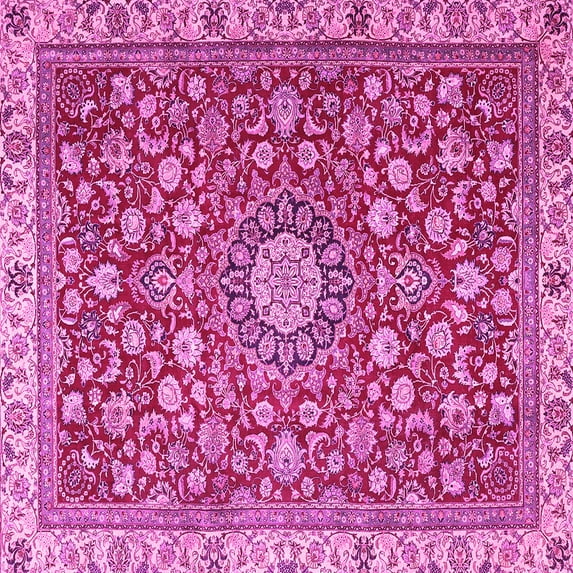 Ahgly Company Indoor Square Medallion Pink Traditional Area Rugs, 5' Square