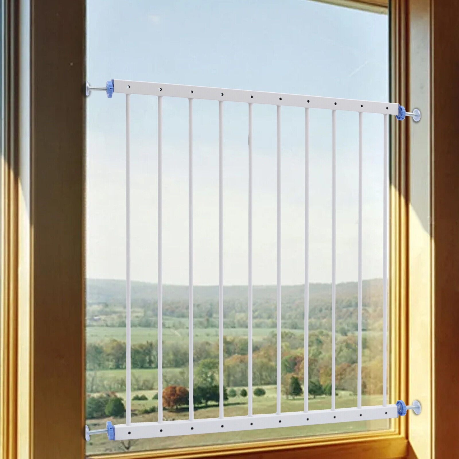 Miumaeov Safety Window Guard Child Security Window Guardrail Adjustable 34''x31.5'' White