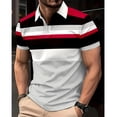thumbnail image 3 of Fnnxeal Mens Polo Shirts Casual Button Striped Collared Short Sleeve Summer Polo Red Shirts for Men Size XL, 3 of 7
