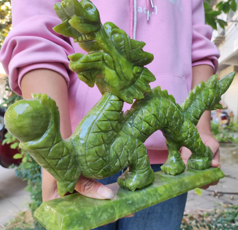Funny crystal  healing Huge green jade dragon carving carved, Crystal , Handmade Raw Stone  jade dragon Gem Chakra Quartz Crystal