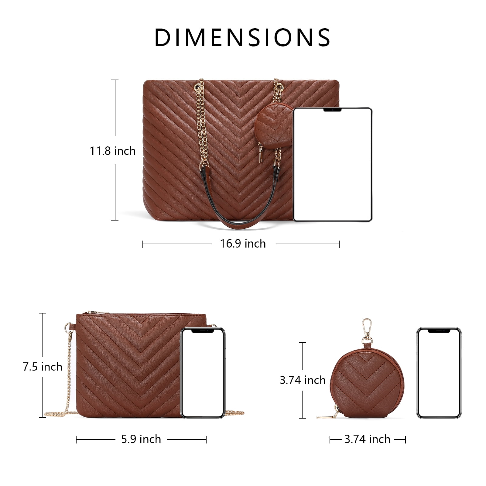 GOIACII Women’s Leather Handbags 3-piece set Fashion Totes Hobo and coin purse,Shoulder Satchel Bags for women