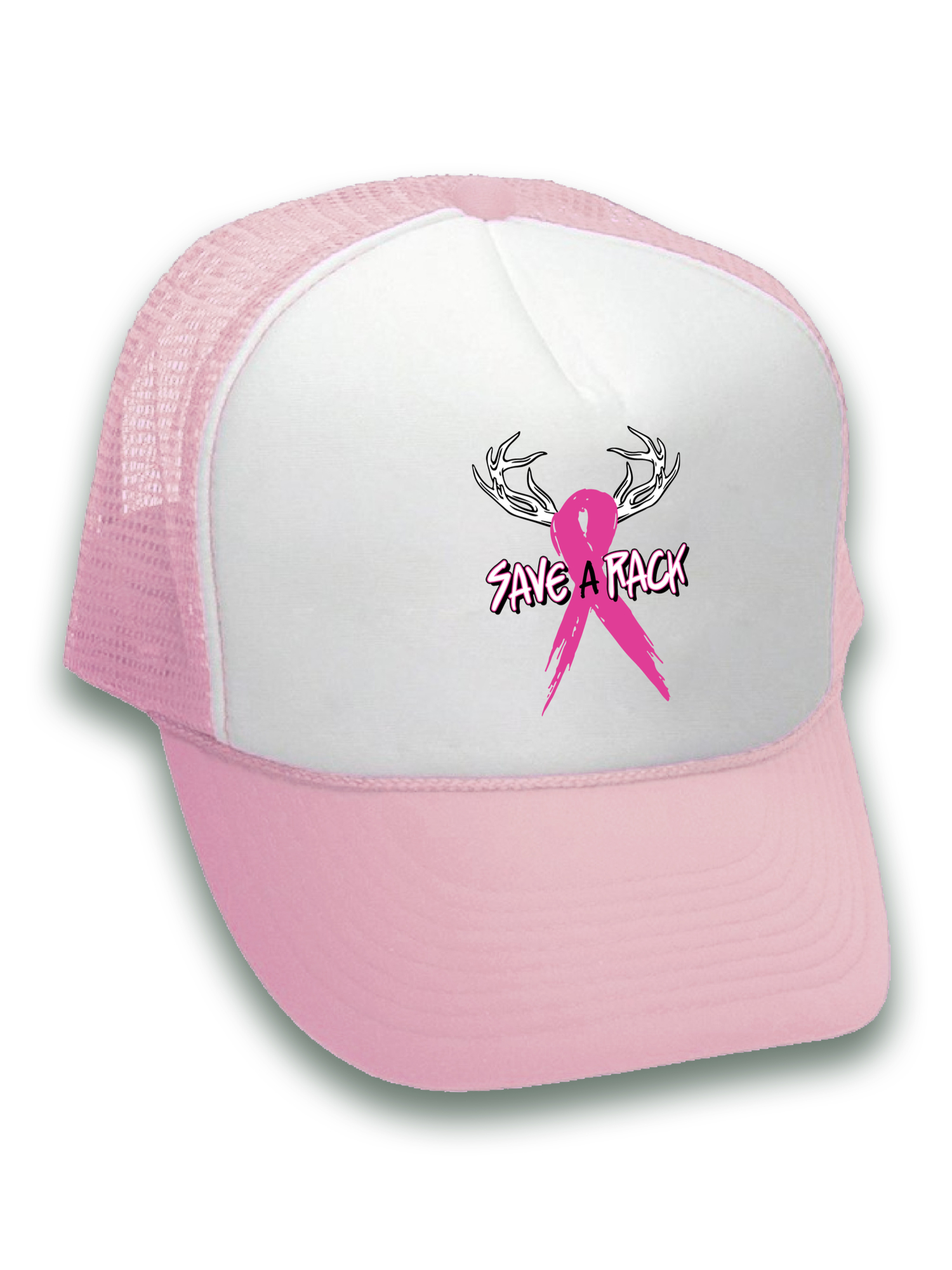 Awkward Styles Save A Rack Trucker Hat Breast Cancer Awareness Hats for Men and Women Pink Ribbon Baseball Hat Gifts for Cancer Survivor Cancer Awareness Headwear Breast Cancer Ribbon Dad Hat - image 2 of 6