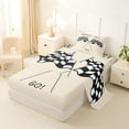 thumbnail image 2 of Castle Fairy Pastel Checkered Flag Twin Sheet Sets 3pcs for Kids, Race Quote Art Bedding for Bedroom, Beige Black, 2 of 6
