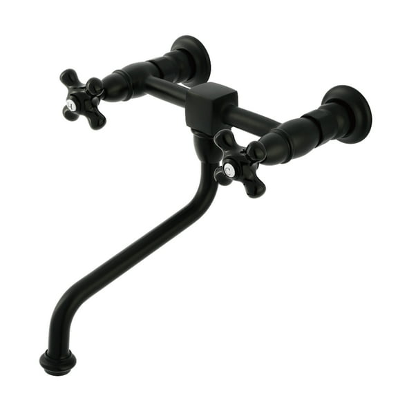 Kingston Brass KS1210PKX Duchess Double-Handle Wall Mount Bathroom Faucet, Matte Black