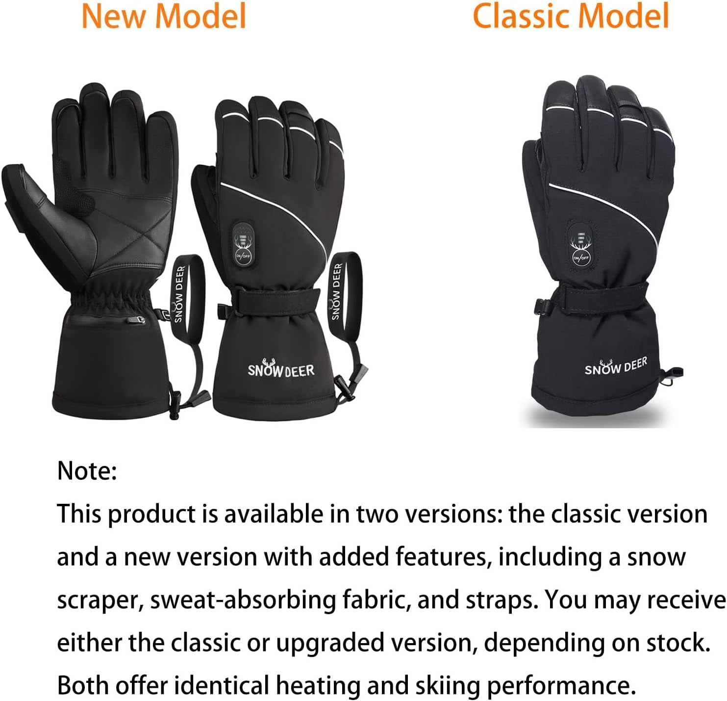 SNOW DEERElectric Heated Gloves, Waterproof & Windproof Ski Gloves with Rechargeable Battery & Touchscreen - Three Heat Settings for Cold Weather Snowboarding