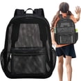 thumbnail image 2 of Black Mesh Backpack, 17X11.8X5.51 inch Breathable Mesh Daypack, Lightweight Travel Storage Backpack, Mesh Bookbag with Zipper, Outdoor Casual Mesh Rucksack, Multi Pocket Commute Backpack, 2 of 5