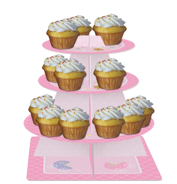 Baby Shower 'Teddy Baby Pink' 3Tiered Cupcake Stand (1ct)