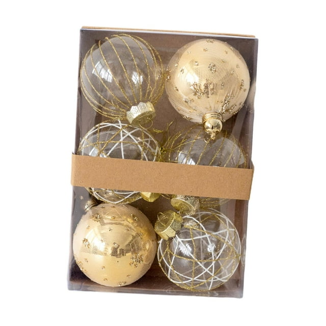 Juego de 6 piezas de adornos de bolas de Navidad, colgantes con lazo, decoración de de Navidad para compromiso, dormitorio, inauguración de la Estilo D
