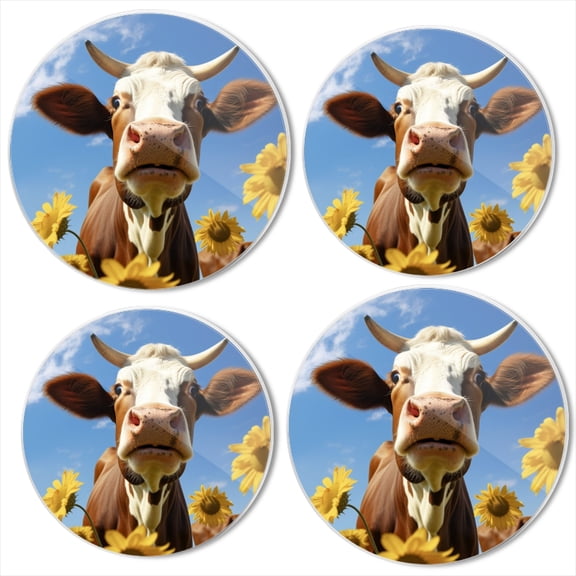 Bahomeck Electric Stove Burner Covers Set Of 4,Cute Brown And White Cow Looking At The Camera With Eyes Metal Gas Stove Burner Covers,Protecting Gas Stoves,8 Inch And 10 Inch