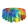 thumbnail image 5 of Colorful Tie Dye Pattern Round Tablecloth 60"x60",Wrinkle Wipeable Table Cloth for Kitchen Dining Room Picnic Patio Party, 5 of 6